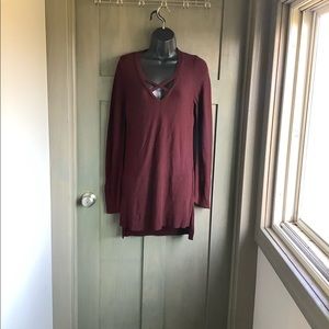 Free People | Criss Cross Red Sweater Dress Small